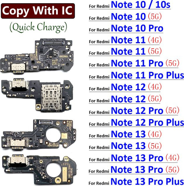 Xiaomi USB-C Ladeport Dock Ladegerät Connector Board Flex Kabel für Redmi Note 10 10s 11 12 13 Pro Plus 4G 5G in Schwarz - Bild 1