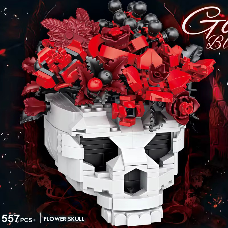 ZKZC MOC Gotischer Totenkopf Rosenblüte Dornenkrähne, Bausteine-Set, Fantasy - Bild 3