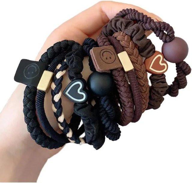Haarring Set Lederband, brown, Damen - Bild 1