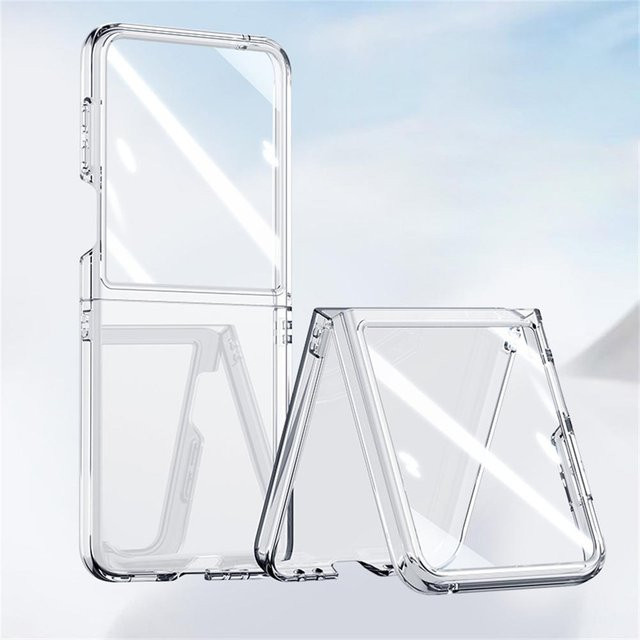 Samsung Galaxy Z Flip 6 und Z Flip 5 Hülle mit Displayschutz, ultra schlank, matt und stoßfest, Farbe: transparent - Bild 1