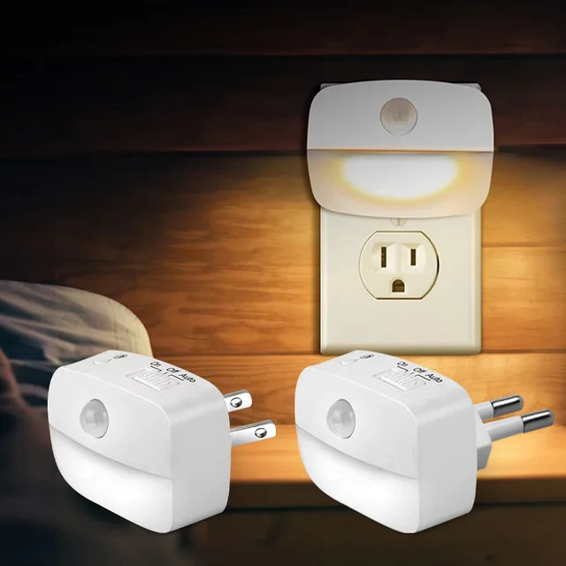 GGBEE LED Wandlampe mit PIR Bewegungssensor als Nachtlicht für Flur, Treppe und Schlafzimmer mit EU und US Stecker - Bild 1