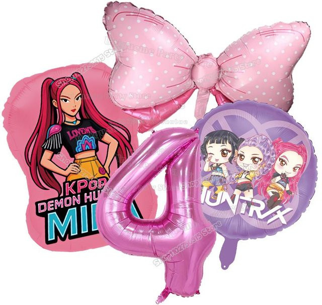 Yiran toy 1 Kpop Dämonenjäger Geburtstag Ballons Set mit Zahlen- und Folienballons für Mädchen Partydekoration - Bild 1