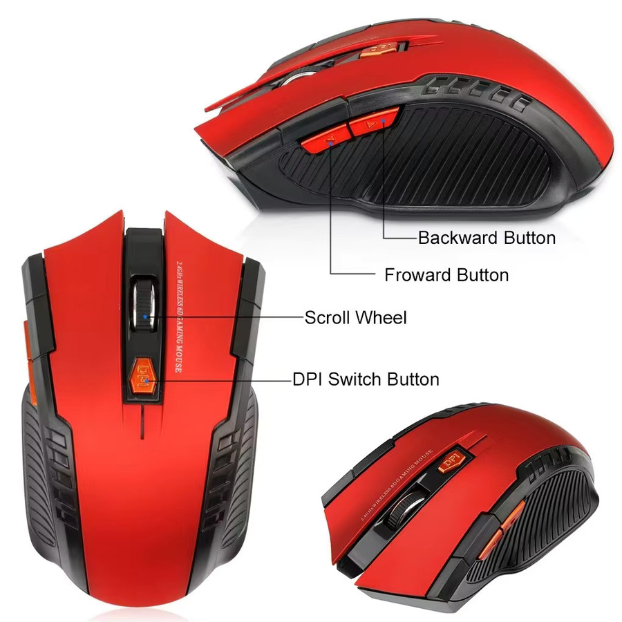 Congdi Drahtlose Gaming Maus in Blau mit 2,4G USB-Empfänger und einstellbaren 800/1200/1600 DPI für PC, Laptop und Tablet - Bild 4