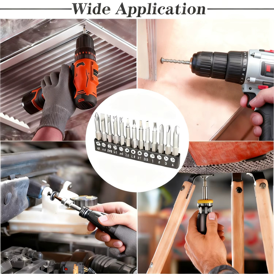 1/4-Zoll Präzisions-Schraubendreher-Bits Set mit Y, U und Dreieck-Profil sowie Sicherheitsspitze in Silber - Bild 4