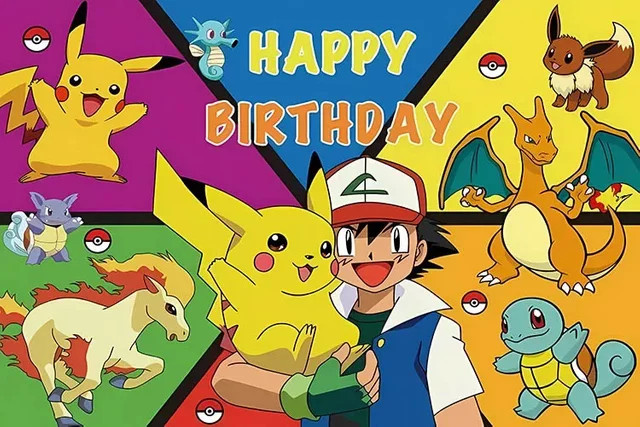 MINISO 3D Pokemon Pikachu Fotohintergrund für Kinder Geburtstag und Baby Shower in Mehrfarbig - Bild 1