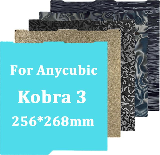 Anycubic Verbesserte Heizplatte für Kobra 3 Combo mit glatter PEO PET Bauplatte und Federstahlplatte PEI-Folie in Schwarz - Bild 1