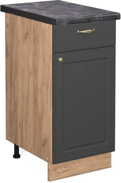 Vicco Küchenunterschrank Fame-Line in Anthrazit und Eiche mit Soft-Close-Türen, B: 40 cm, H: 82 cm, T: 60 cm - Bild 1