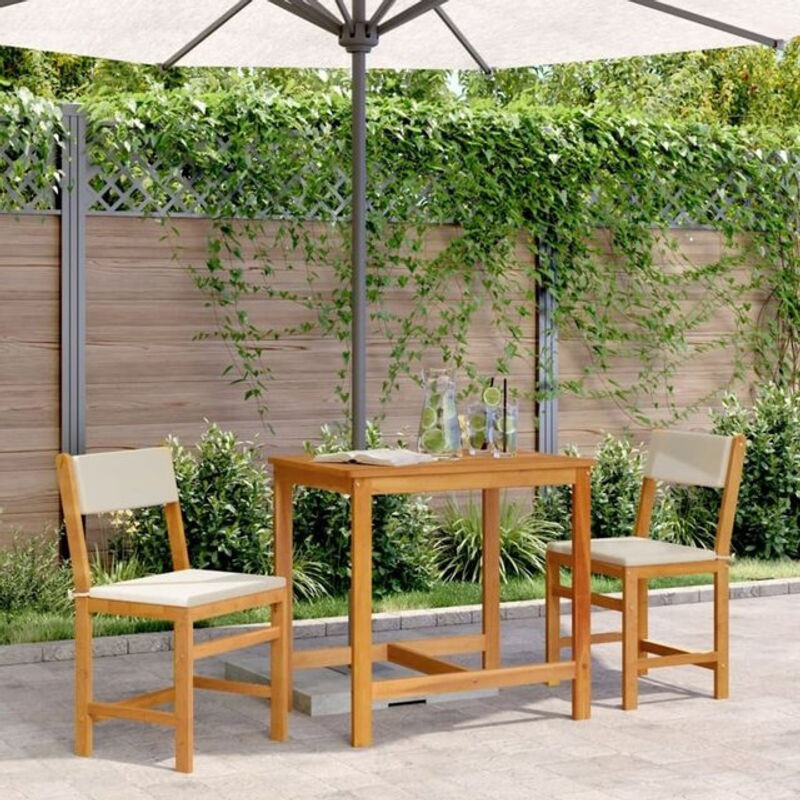 3-tlg. Balkonmöbel-Set aus Massivholz Akazie mit Kissen in Braun und Beige von vidaxl - Bild 1