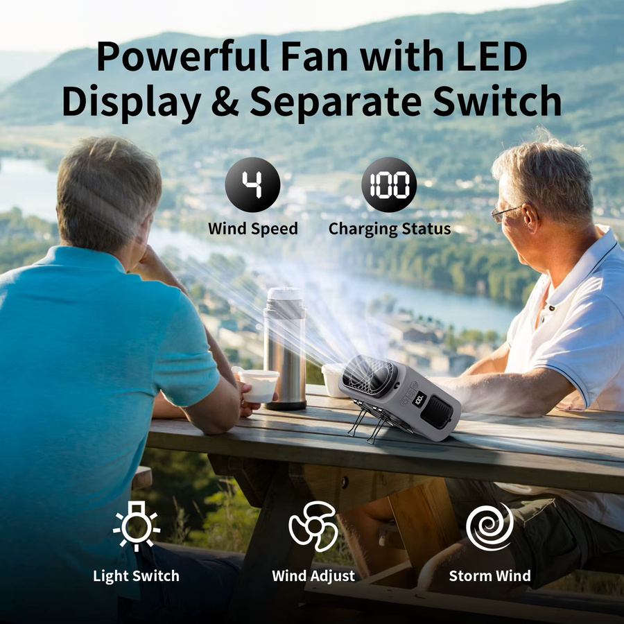 Socoolfan Outdoor-Ventilator tragbar mit 14500 mAh Akku für Taille und Hals in Schwarz und Grau - Bild 5