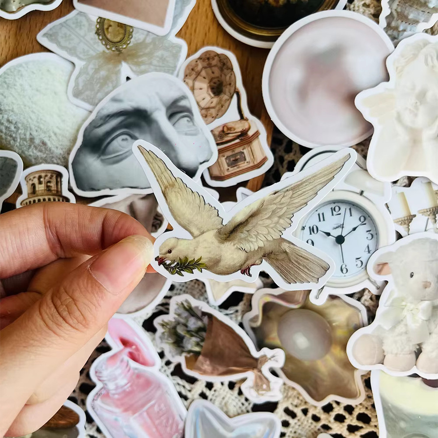 50 Stück dekorative weiße Papier-Aufkleber wasserfest für DIY-Projekte an Koffern, Büchern oder Wassergläsern - Bild 4
