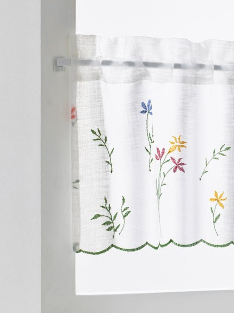 Scheibengardine Heine Home mit floralem Blütenmuster in Multicolour, semi-transparent, 100% Polyester - Bild 1