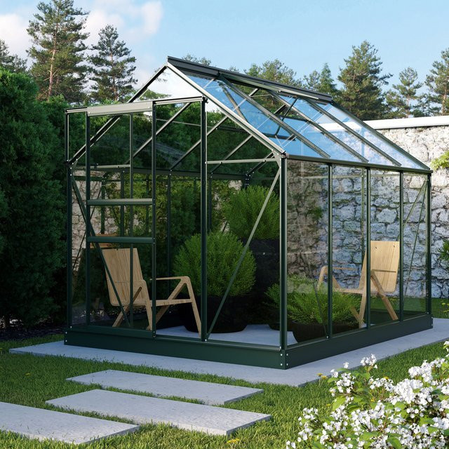 Vitavia Gewächshaus Planet 5000 in Smaragdgrün mit Fundamentrahmen, 5,0 m², Aluminium und ESG-Glas - Bild 1