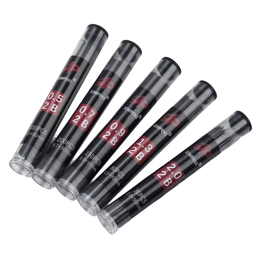 MROOFUL Runde Stiftminen 2B in Schwarz für Druckbleistifte, Großpackung mit 0.5 mm, 0.7 mm, 0.9 mm, 1.3 mm und 2.0 mm zum Zeichnen und Schreiben - Bild 4