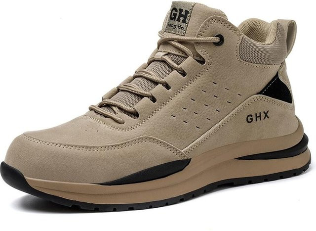 Herren Arbeits-Sicherheitsschuhe aus Leder in Beige mit Stahlkappe und Zealous Sole, Größe 44 - Bild 1
