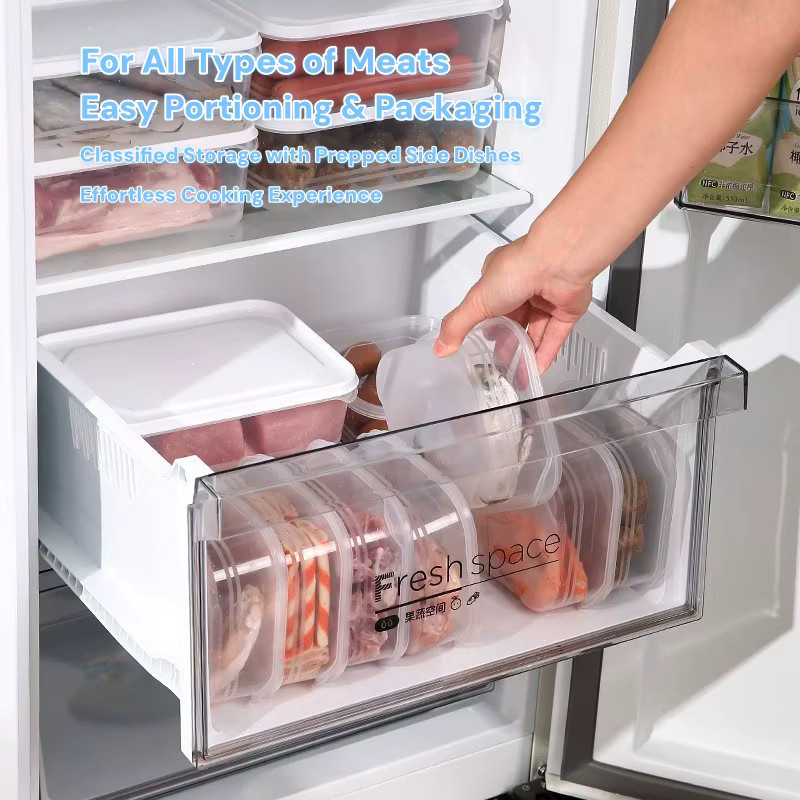 YOCITY Lebensmittelkonservierungsboxen für Kühlschrank und Gefrierschrank, transparente Portionierboxen für Fleisch und Haushalt, 6 Stück - Bild 2