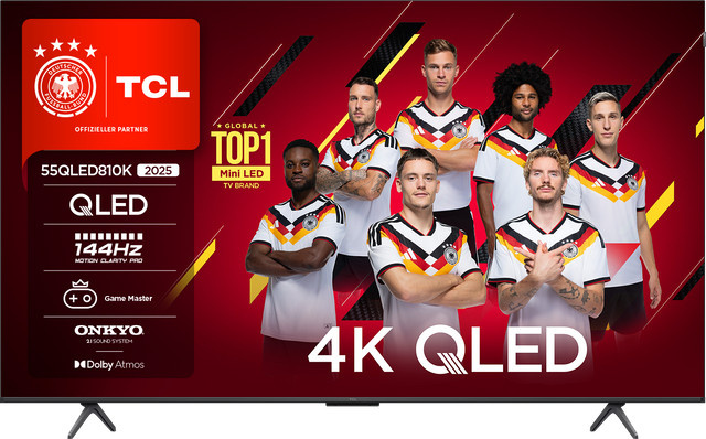 TCL 55QLED810K QLED Smart TV in Schwarz mit 4K UHD, Wi-Fi und Bluetooth - Bild 1