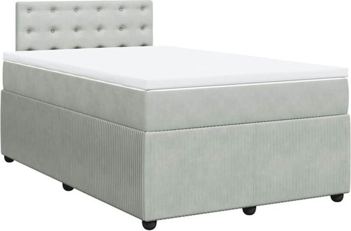 vidaxl Boxspringbett mit Matratze aus Samt in Grau, B/T/H: 200 x 120 x 100,5 cm - Bild 1
