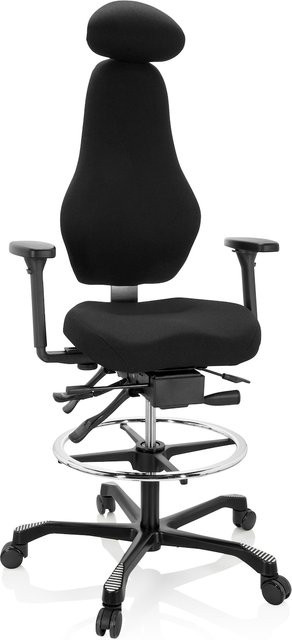 hjh OFFICE Counterstuhl RESISTIO WORK Stoff mit Armlehnen, Schwarz, höhenverstellbar und drehbar - Bild 1
