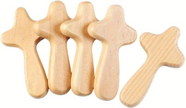 5 Stück Handgehaltene Holz-Taschengebete, beige, Unisex - Bild 1