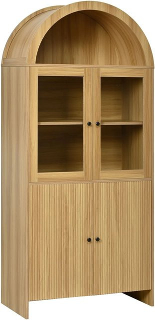 okwish Sideboard mit Glastüren im Wellenmuster in Natur, modern mit Stauraum für dein Wohnzimmer, B/T/H: 78 x 40 x 176 cm - Bild 1