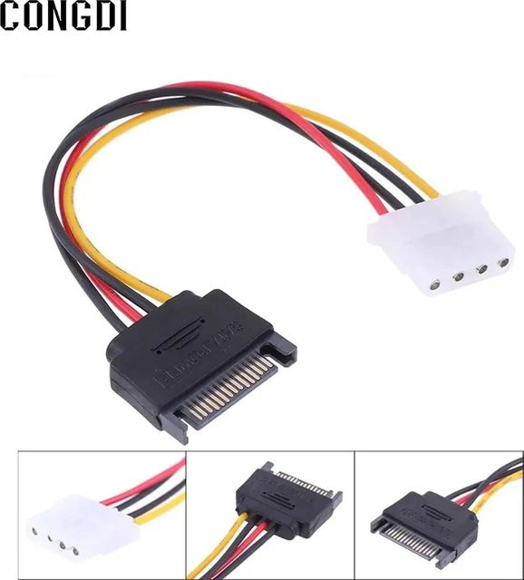 Congdi 4 Pin Molex IDE auf 15 Pin SATA Stromkabel Adapter für PC Netzteil in Orange - Bild 1
