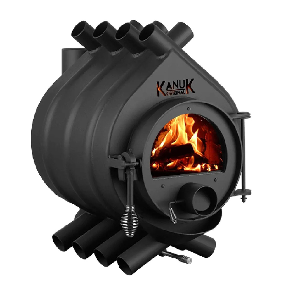 Kanuk Original Holzofen mit 7 kW Leistung in Schwarz und runder Keramikform - Bild 2