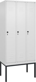 C+P Spind Classic PLUS Garderobenschrank mit 3 Abteilen, Farbe Weiß/Grau, H x B x T: 212 x 90 x 50 cm - Bild 1