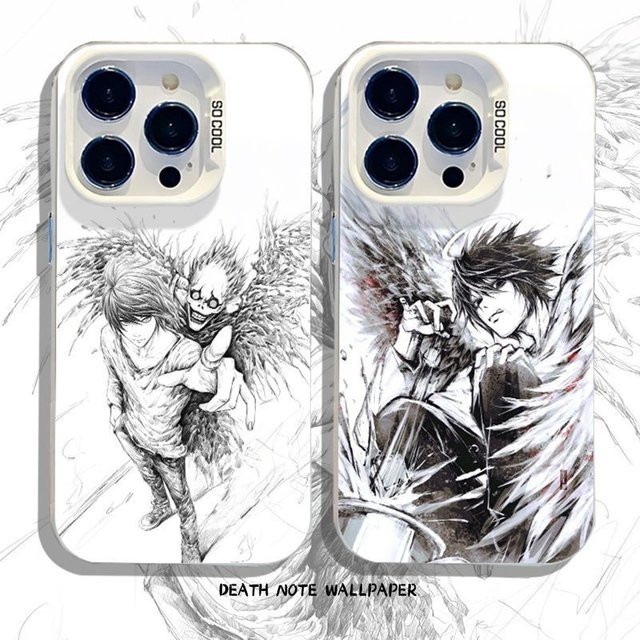 Death Note Anime Silikon Handyhülle in Schwarz-Weiß passend für iPhone 17 Air 16 15 14 13 12 11 Pro Max X XR XS Plus - Bild 1