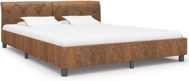 vidaXL Bettgestell in Braun mit Wildleder-Optik B/T/H: 160 x 200 x 64 cm - Bild 1