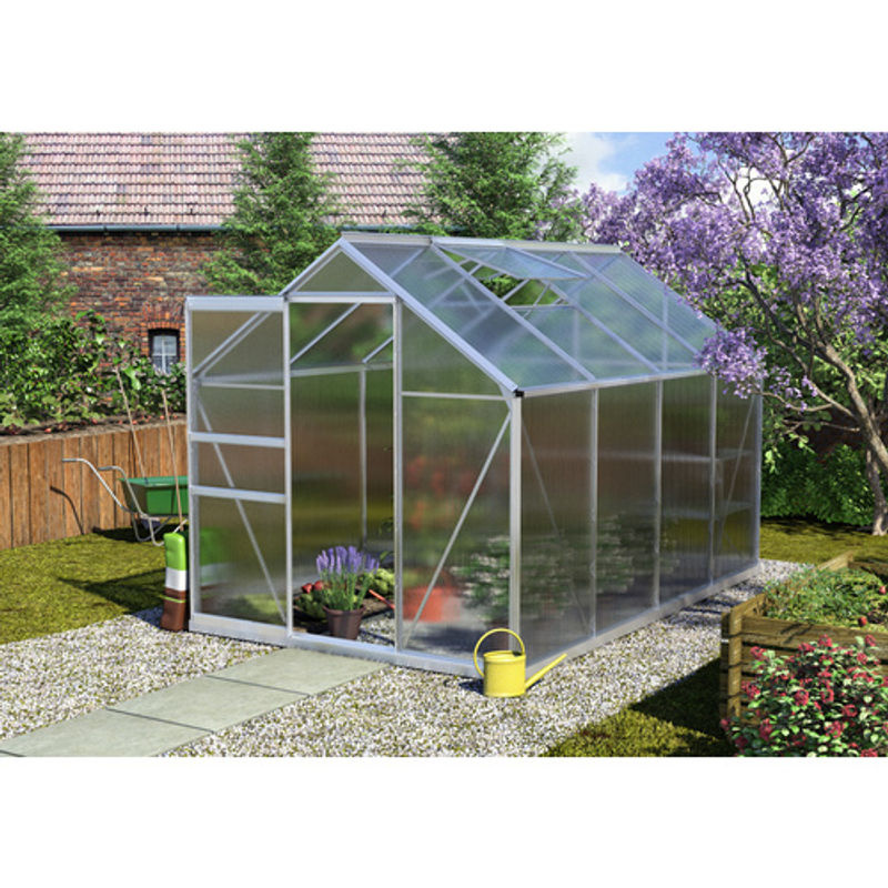 Vitavia Gewächshaus Calypso 5800 in Silber, 5,8 m², Aluminium eloxiert mit Polycarbonat-Verglasung, Schiebetür und 2 Dachfenstern - Bild 6