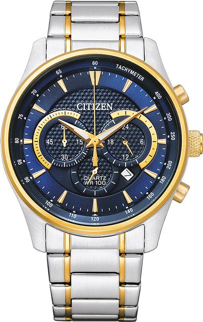 Citizen Chronograph, Quarz, Edelstahl, Blau, 42 mm, Herren - Bild 1