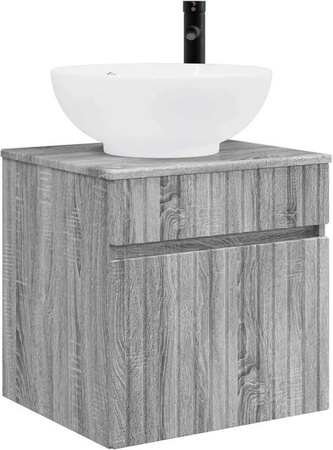vidaXL Wandmontiertes Waschbecken-Vanity in Sonoma-Grau mit Schubladen und Türen, B/T/H: 89 cm x 44,5 cm x 66,5 cm