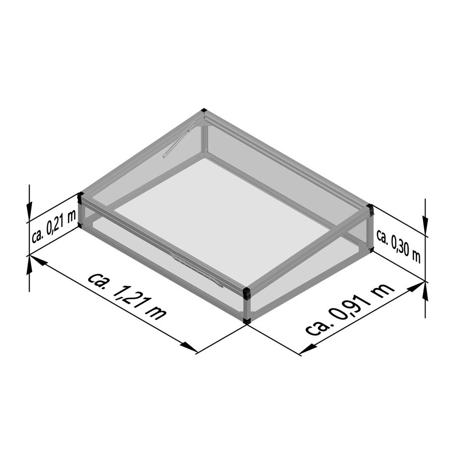KGT Frühbeetaufsatz für Hochbeet 130 in Anthrazit mit Polycarbonat und Aluminium sowie Öffnungsklappe, B: 121 cm, T: 99 cm, H: 32 cm - Bild 3