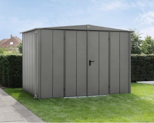 Ecostar Gerätehaus Elegant-S aus Metall in Grau mit Doppeldoor und Giebeldach, B/H/T: 302,8 x 219,4 x 238 cm - Bild 1