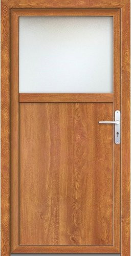 Meeth Nebeneingangstür ProM 01 in Golden Oak mit Glaseinsatz, Farbe: Gold/Braun, B/T/H: 98,0 x 6,0 x 200,0 cm - Bild 1