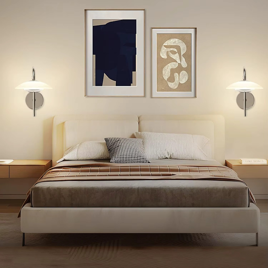 Moderne LED Wandlampe in Chrom mit Glas, runde Wandleuchte für Flur, Wohnzimmer und Schlafzimmer, 7W, Warmweiß 3000K - Bild 3
