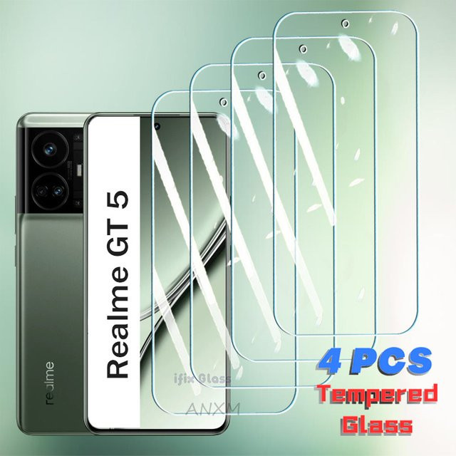 4er-Pack Gehärtetes Schutzglas für Realme GT 5, GT 3 und GT 2, Transparent - Bild 1