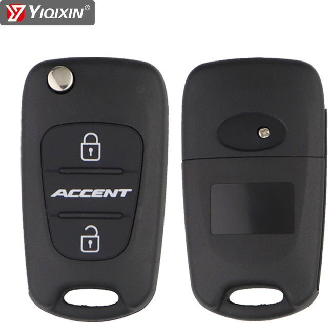 YIQIXIN Flip Folding Fernbedienung Schlüsselhülle für Hyundai Accent Solaris I30 IX35, 3 Tasten, Schwarz - Bild 1