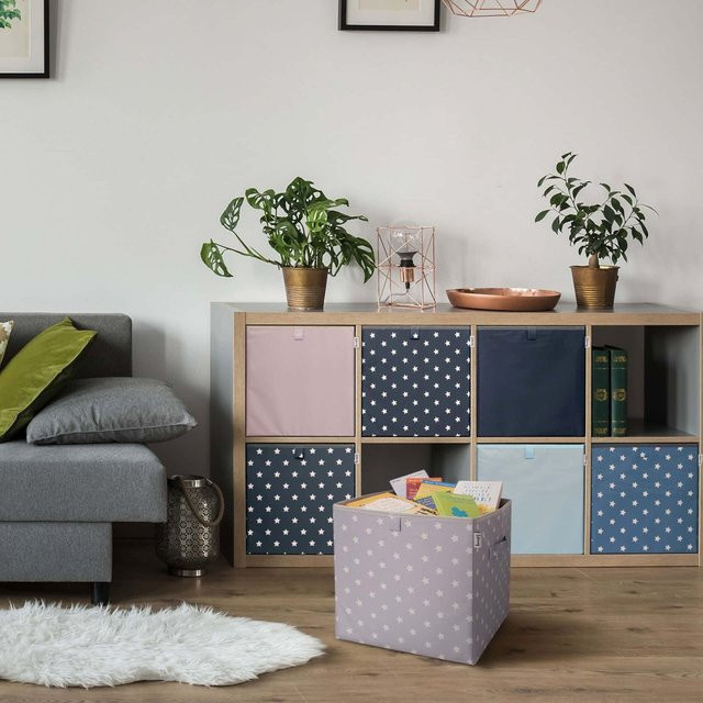 Lifeney Aufbewahrungsbox Sterne in Anthrazit und Weiß aus Stoff, B/T/H: 33 x 33 x 33 cm - Bild 1