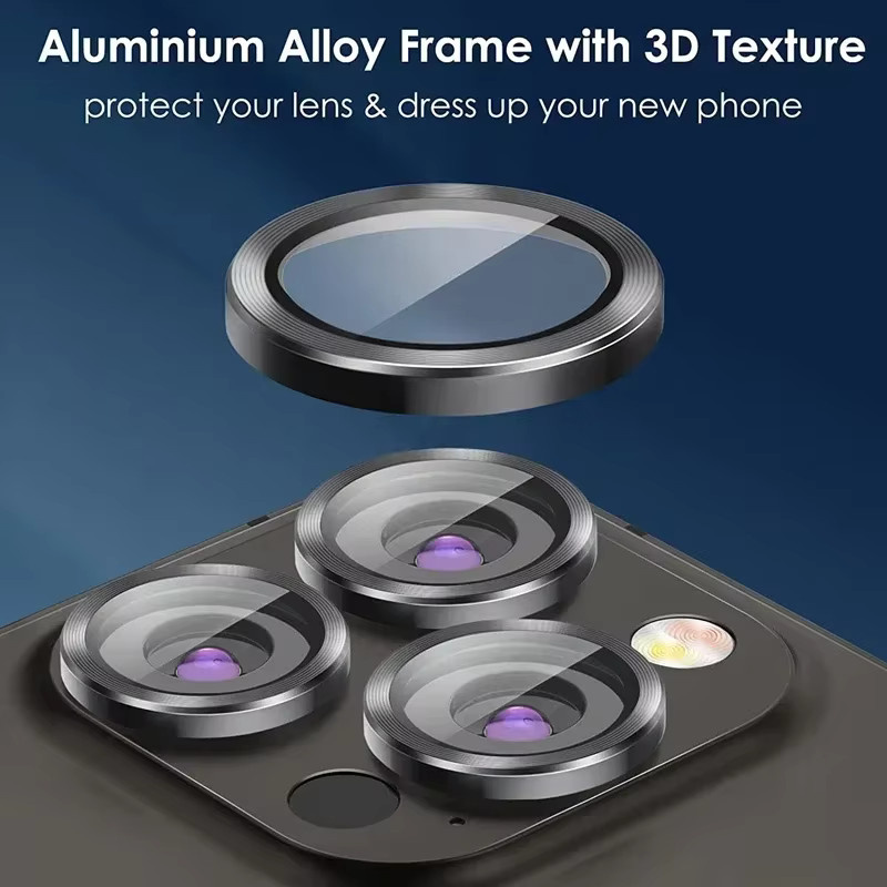Arvin 3er Set Metall Linsenschutz Glas in Grün für iPhone 15 14 13 12 11 Pro Max Plus Mini Rückfahrkamera Objektivschutzfolie - Bild 2