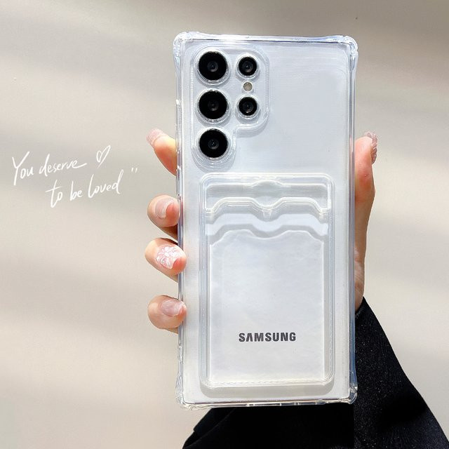 Transparentes Silikon Handycase mit Kartenhalter für Samsung Galaxy S25 Ultra, A56 5G, A55, A54, A53, S24 FE, S23, S22 Plus und A52 - Bild 1