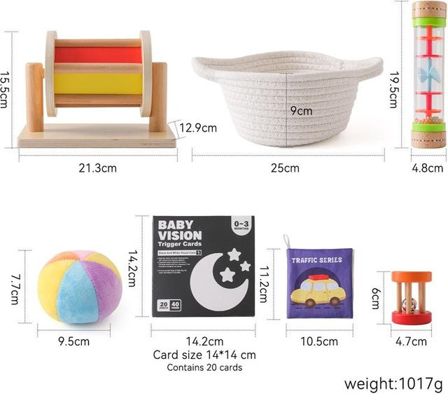 Binchi Montessori Baby Spielzeug Set, Visuelle Stimulationskarten, Schwarz-Weiß, ab 0 Jahre - Bild 1