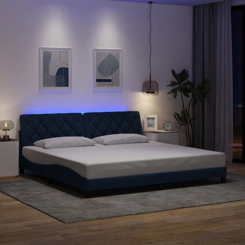 Modernes Polsterbett mit LED von vidaxl in Blau aus Stoff, B/T: 200 x 200 cm - Bild 1