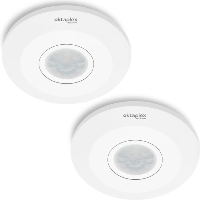 Oktaplex Ina Innen Bewegungsmelder 2er Set, 360° PIR-Sensor, Weiß - Bild 1
