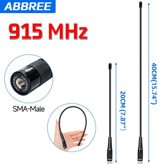 ABBREE AR-915 V1 V2 915MHz Hochleistungs-Omni-Antenne mit SMA-Stecker in Schwarz für LoRa IoT-Module zur Innen- und Außenkommunikation - Bild 1