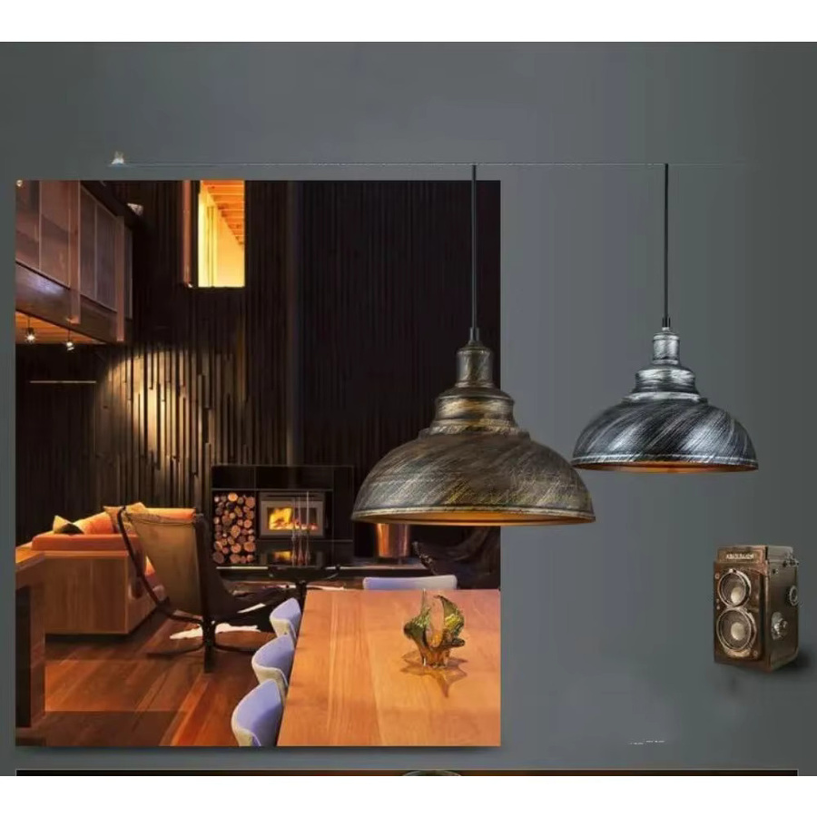 JOYINLED Pendelleuchte im Retro-Nordic-Industriestil aus Metall, Esstisch Lampe mit Kuppel-Design in Bronze und Schwarz - Bild 2