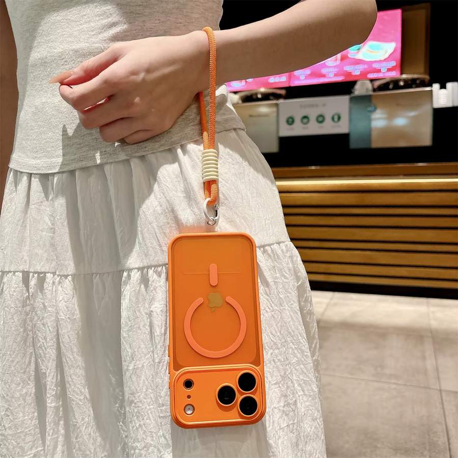 TEXT ME Magnetische MagSafe Schutzhülle für iPhone 17 Pro Max und 17 Pro Air in Orange mit gehärteter Schutzfolie, Objektivschutz und Trageband - Bild 2