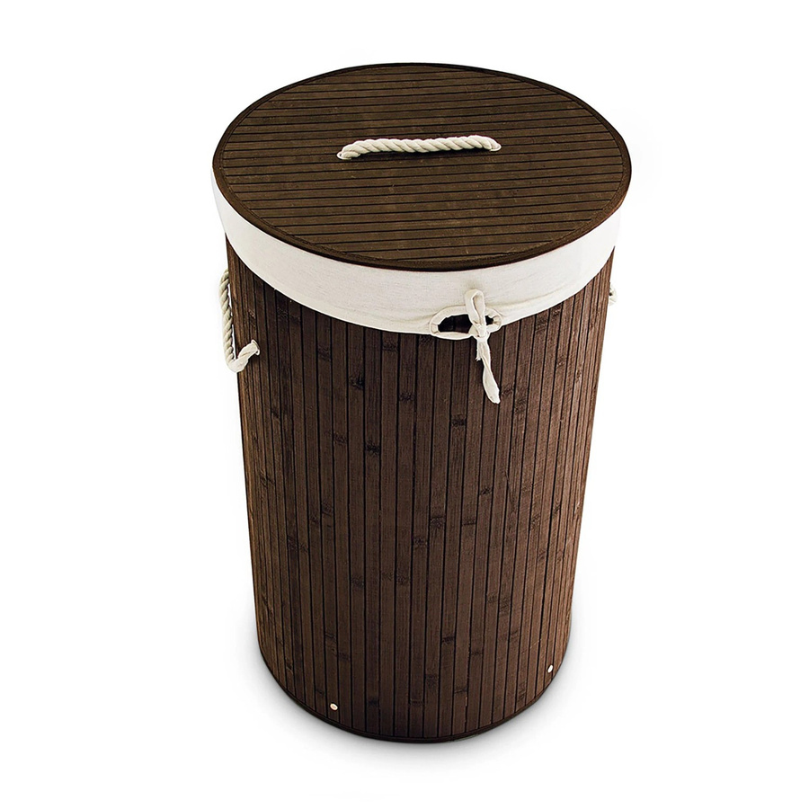 Relaxdays Wäschekorb aus Bambus in Braun, rund und faltbar mit Deckel, Durchmesser: 65 cm, Höhe: 41 cm - Bild 2