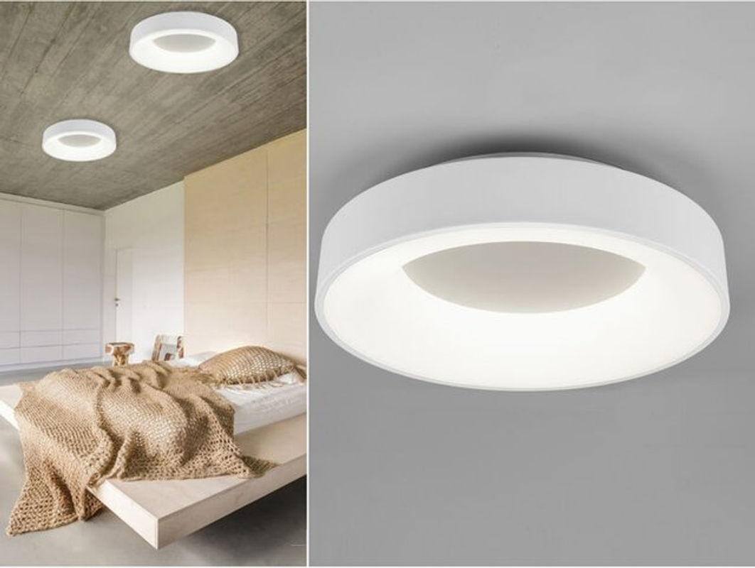 LED Deckenleuchte Girona Weiß mit Switch Dimmer, Durchmesser: 45 cm, Modernes Design aus Metall mit integriertem neutralweißem Licht - Bild 1