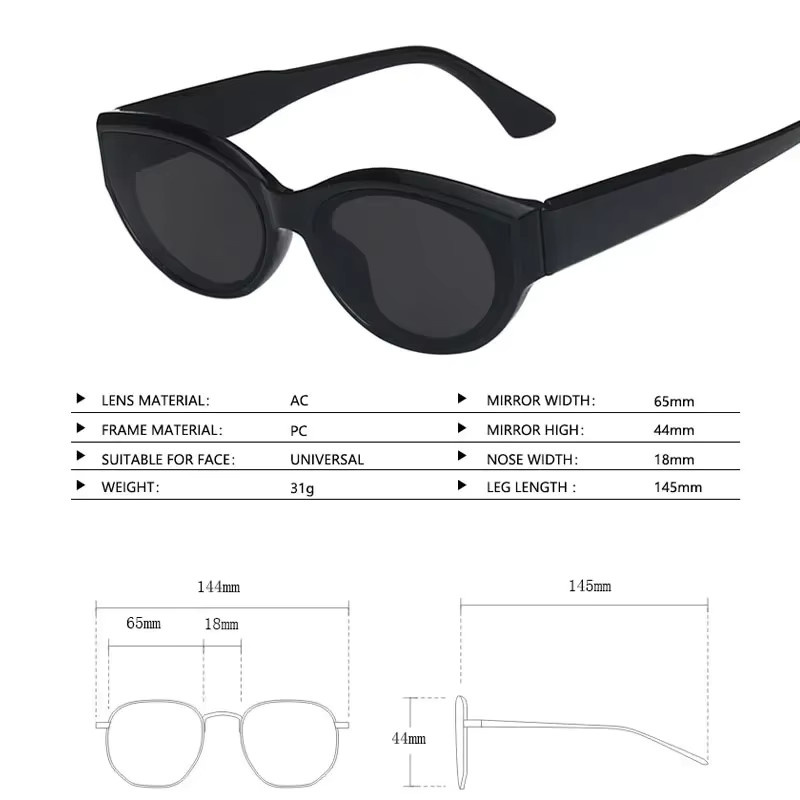 ERIKOLE Sonnenbrille Cat Eye, Vollrand, Kunststoff, Black, Unisex - Bild 4